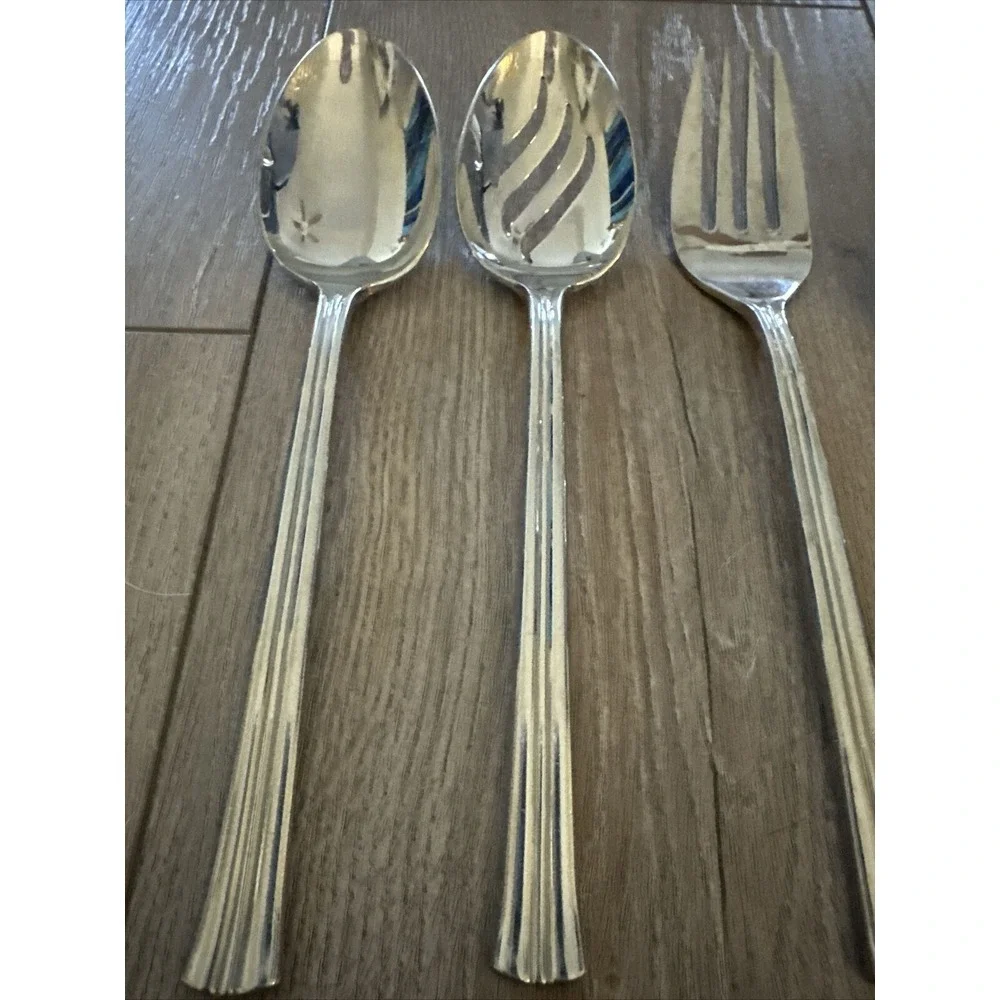 NEW MIKASA  NEWPORT‎ 4  PC HOSTESS SET -GRAVY, TABLESPOON FORK SLOTTED SPOON